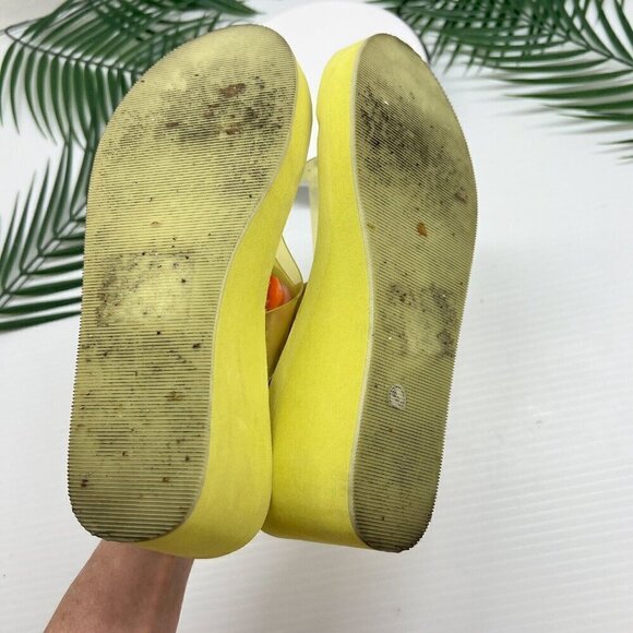 Jessica Simpson Meriana Wedge Flip Flop Thong Sandals Size 6M Yellow Slip On - Picture 7 of 9